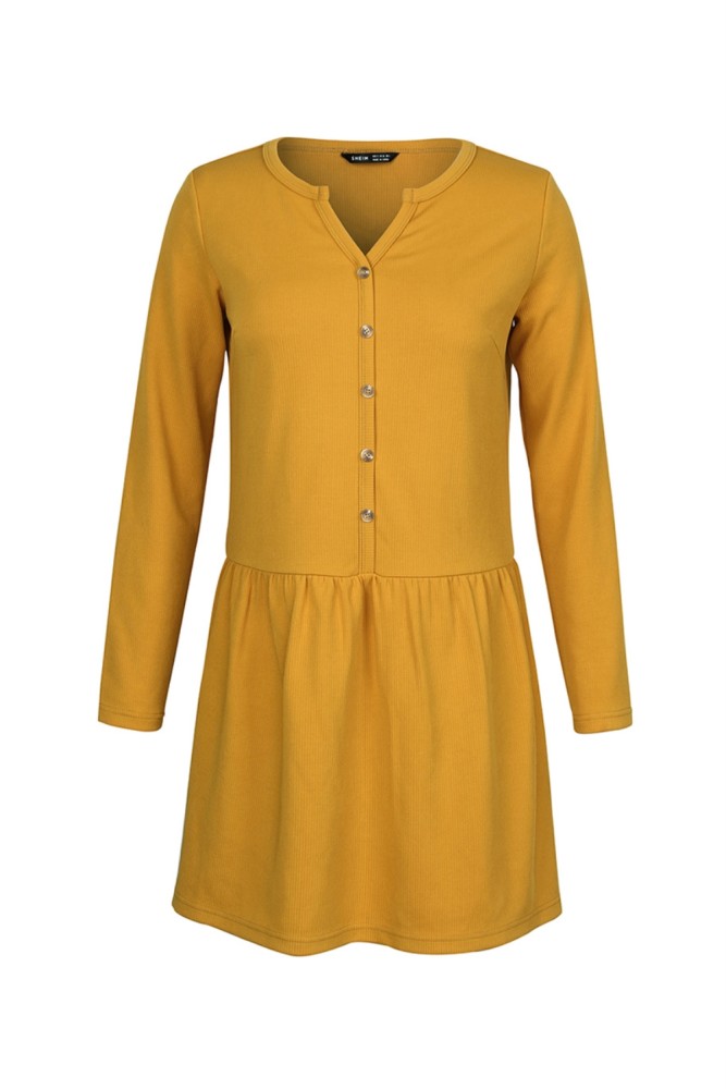 Autumn Plain Long Sleeve Short Casual Dress
