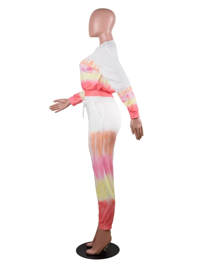 Autumn Tie Dye Matching Top and Pants Lounge Wear