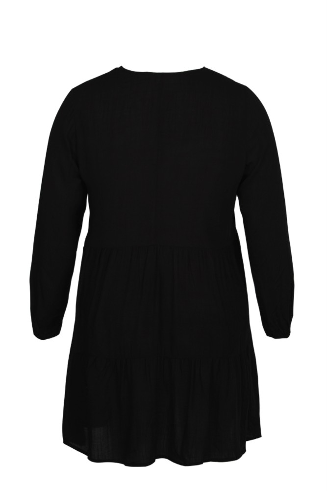 Plus Size V Neck Casual Plain Dress with Sleeves