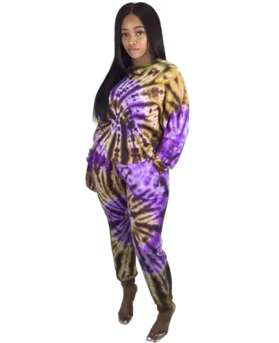 Autumn Tie Dye Two Piece Pants Set
