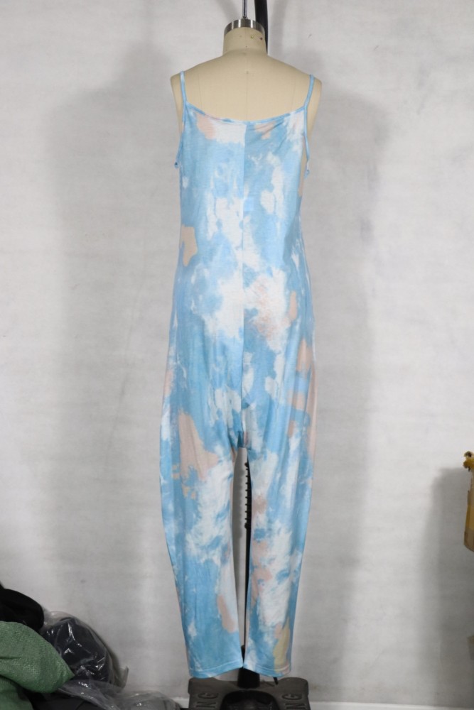 Casual Tie Dye Loose Strap Jumpsuit
