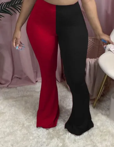 Bell Bottom High Waist Contrast Trousers