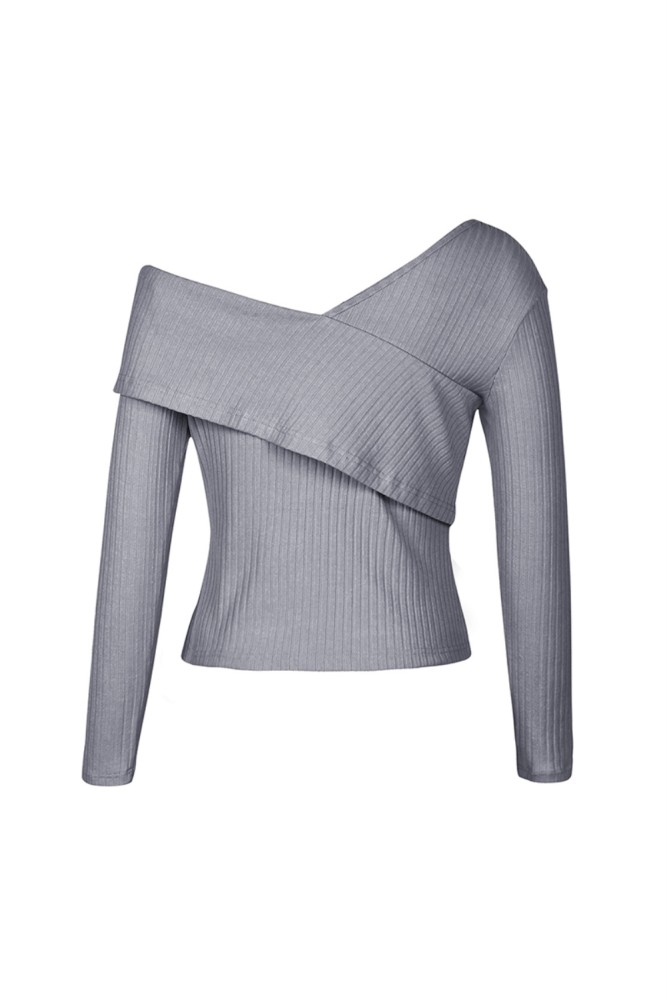 Autumn Irregular Knitted Plain Shirt