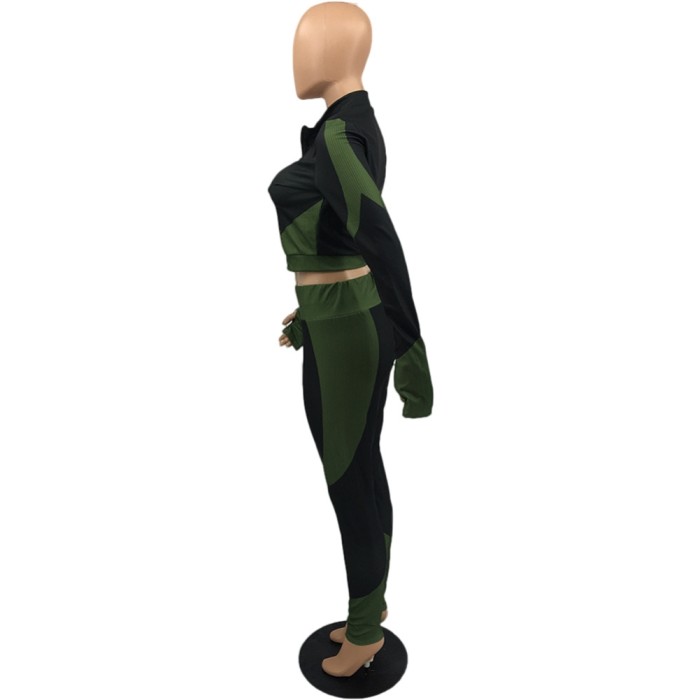 Autumn Contrast Two Piece Tight Jogging Set