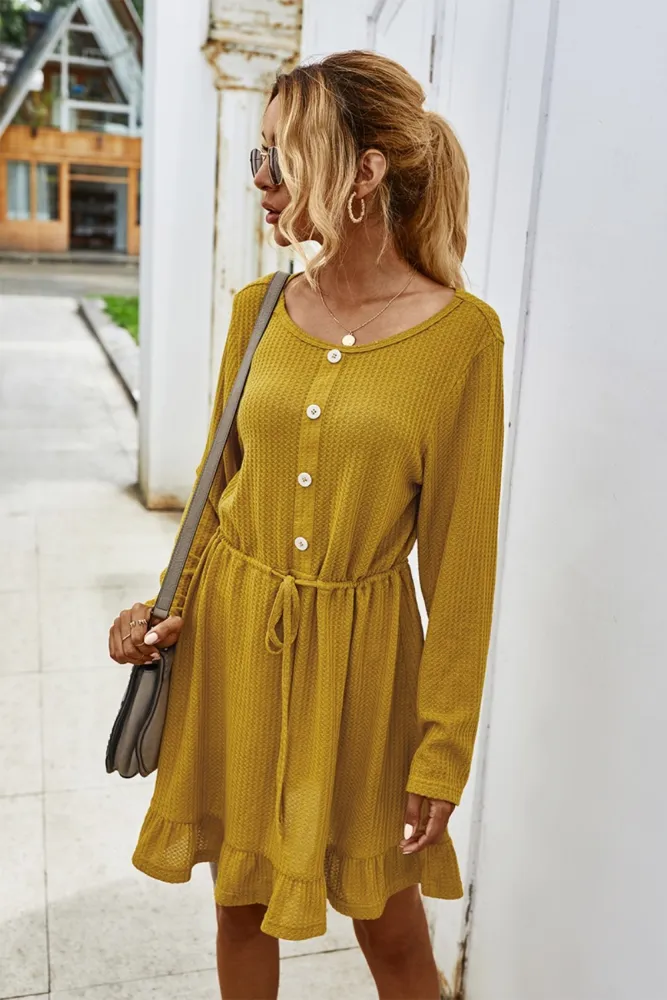 Autumn Knitted Plain Short Casual Dress