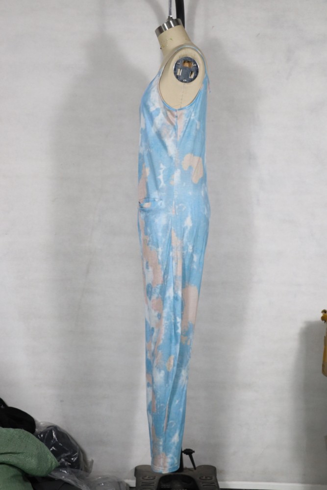 Casual Tie Dye Loose Strap Jumpsuit