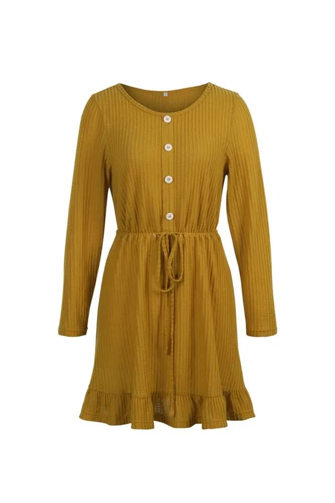 Autumn Knitted Plain Short Casual Dress