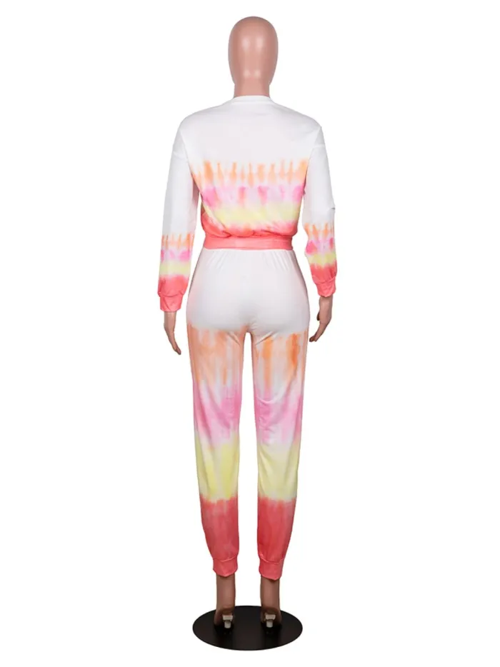Autumn Tie Dye Matching Top and Pants Lounge Wear