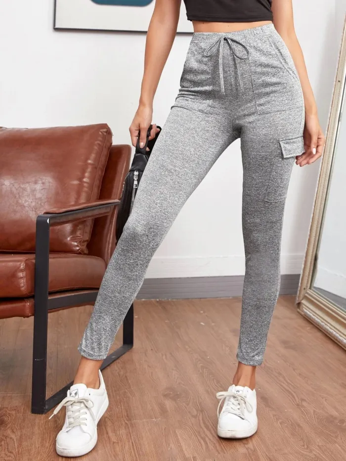 Gray High Waist Pocket Jogging Pants
