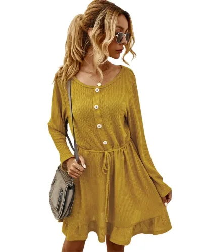 Autumn Knitted Plain Short Casual Dress