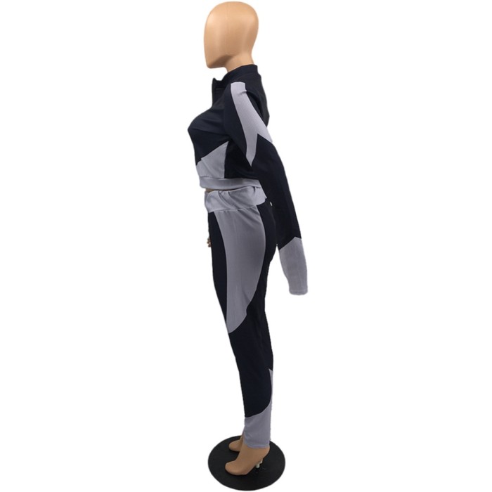 Autumn Contrast Two Piece Tight Jogging Set