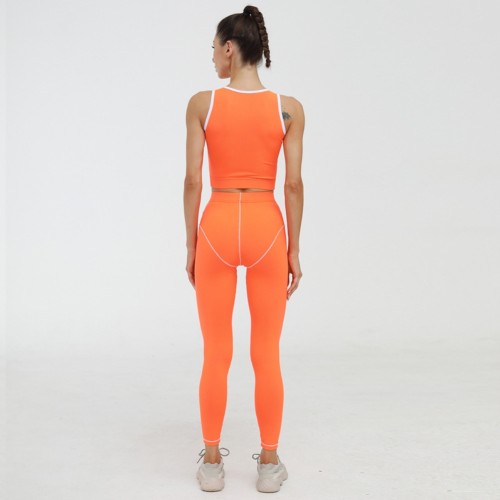 Sports Yoga Sleeveless Crop Top and High Waist Legging Set