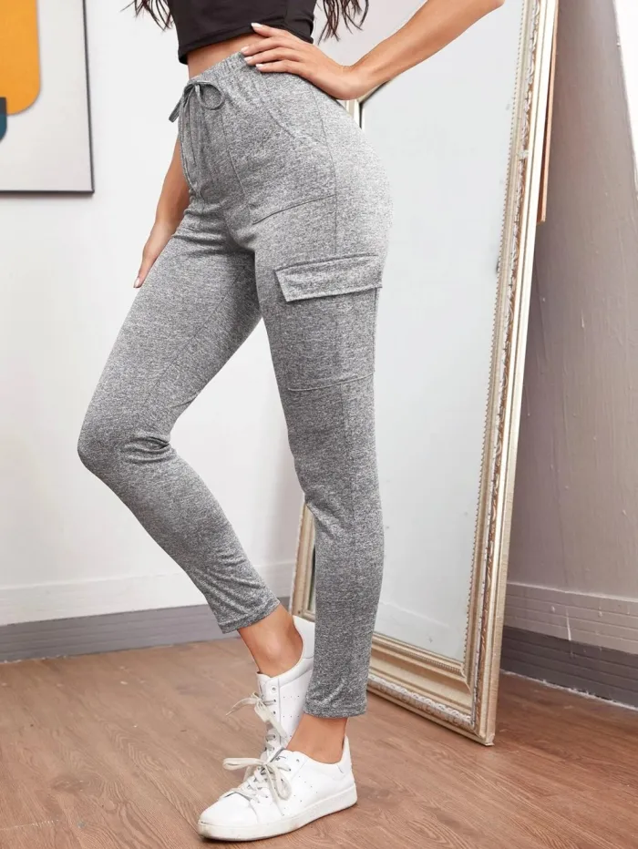 Gray High Waist Pocket Jogging Pants