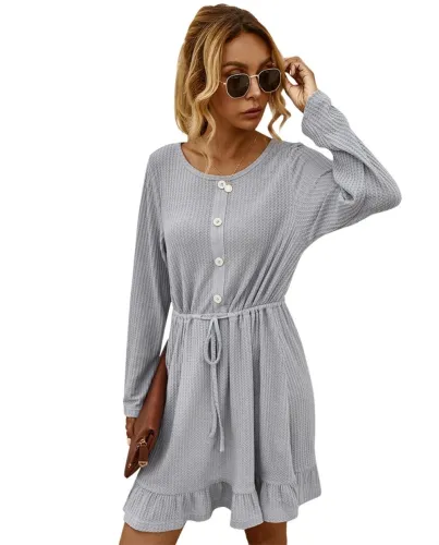 Autumn Knitted Plain Short Casual Dress