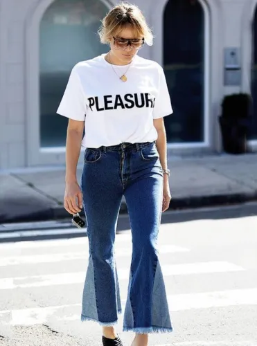Bell Bottom Patchwork Western Jeans