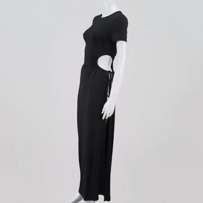 Sexy Black Cut Out Slit Long Cover Ups