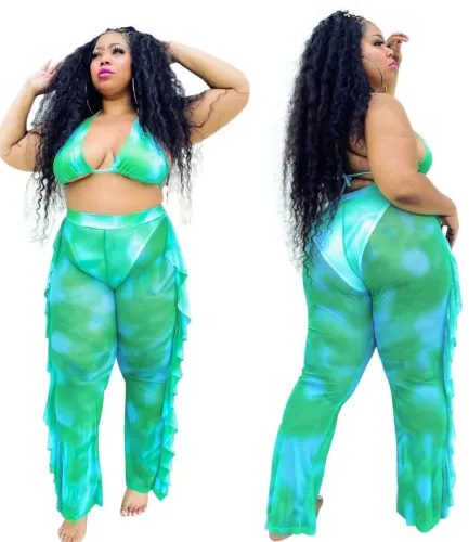 Plus Size Tie Dye Bra and Pants Set