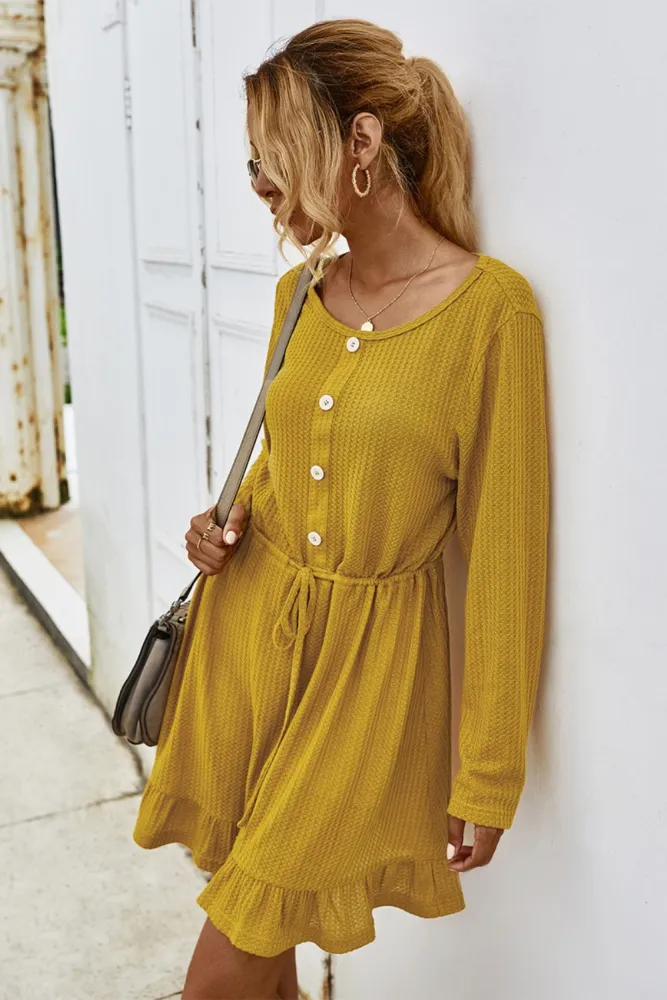 Autumn Knitted Plain Short Casual Dress