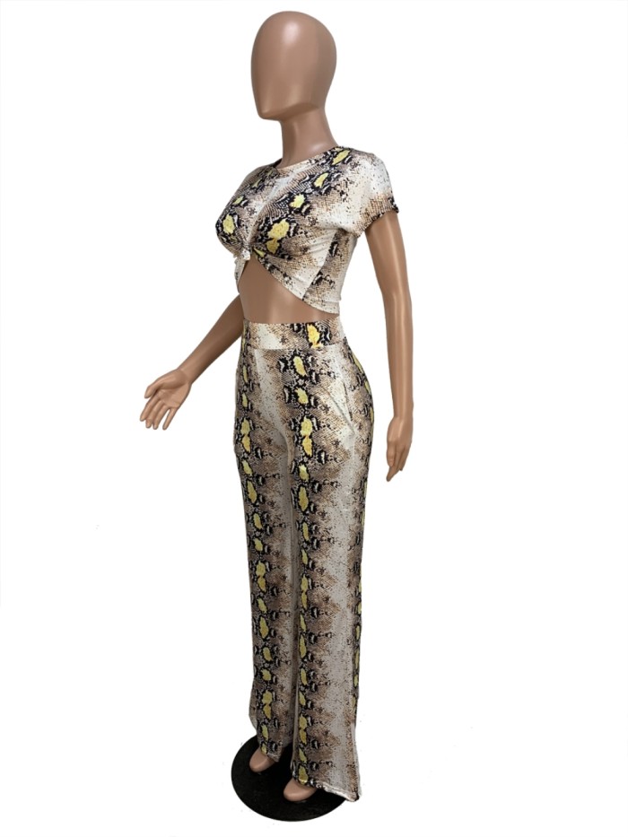 Summer African Matching Two Piece Crop Top and Pants Set