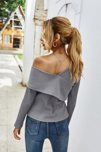 Autumn Irregular Knitted Plain Shirt