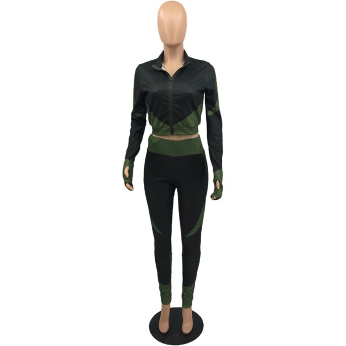 Autumn Contrast Two Piece Tight Jogging Set