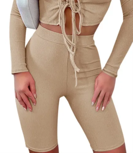 Sexy Knitted Fitness High Waist Shorts