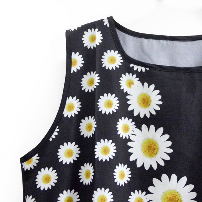 Flower Print Sleeveless Long Boho Dress