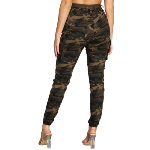 Casual High Waist Camou Track Pants