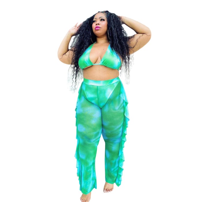 Plus Size Tie Dye Bra and Pants Set