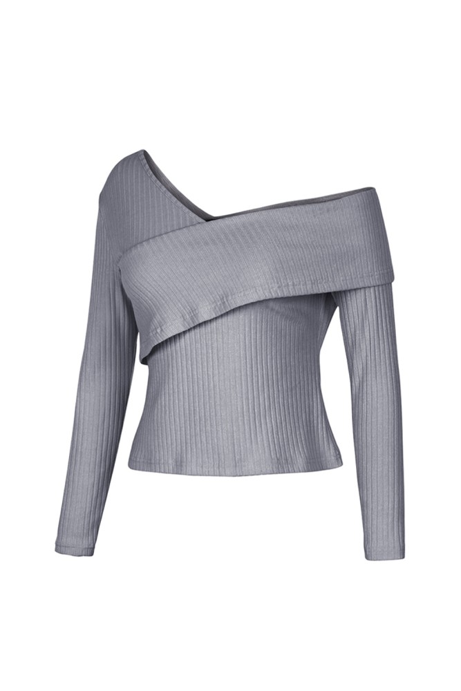 Autumn Irregular Knitted Plain Shirt