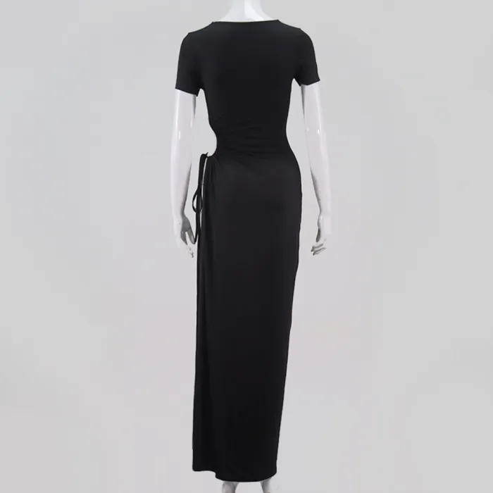 Sexy Black Cut Out Slit Long Cover Ups
