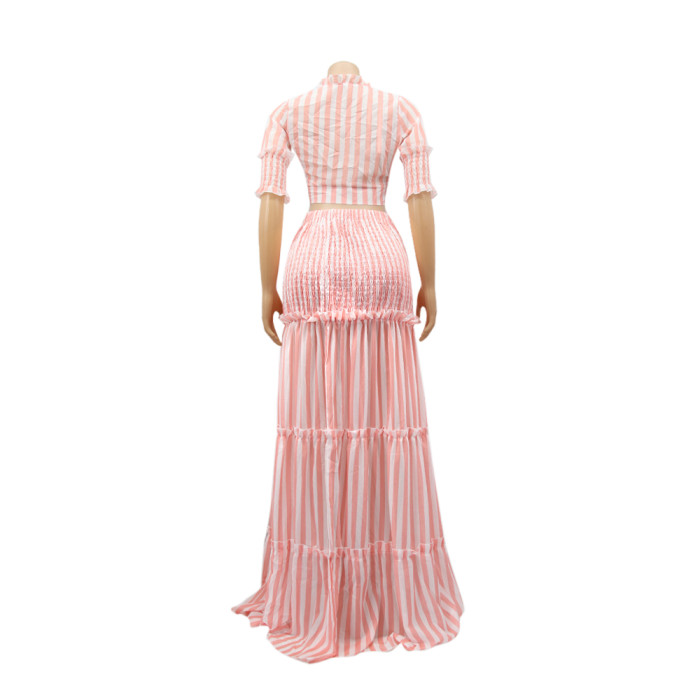 Sexy Ruffles Crop Top and Long Skirt Set
