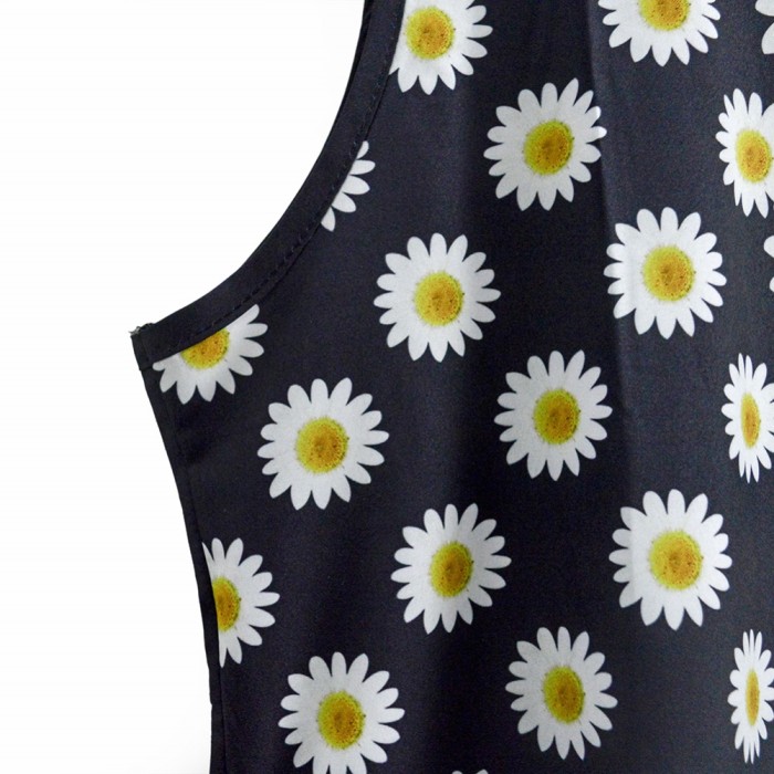Flower Print Sleeveless Long Boho Dress