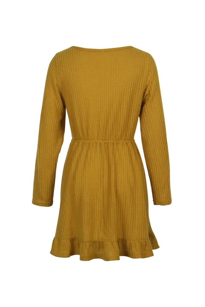 Autumn Knitted Plain Short Casual Dress