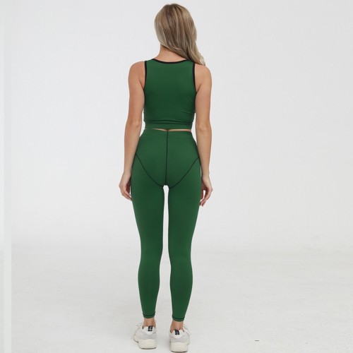 Sports Yoga Sleeveless Crop Top and High Waist Legging Set