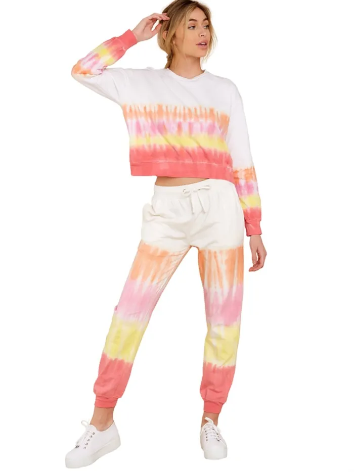 Autumn Tie Dye Matching Top and Pants Lounge Wear