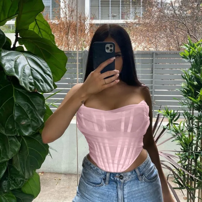 Sexy Pink Strapless Party Top