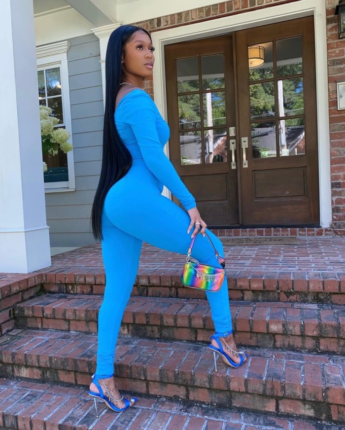Solid Color Sexy Two Piece Tight Pants Set
