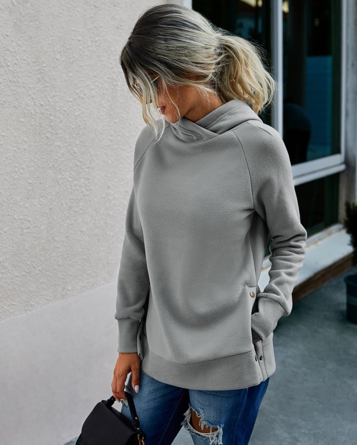 Autumn Plain Hoodie Sweat Shirt