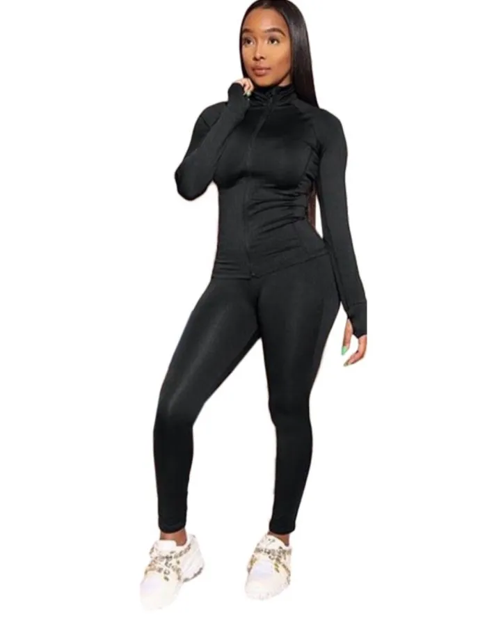 Long Sleeve Plain Tight Tracksuit