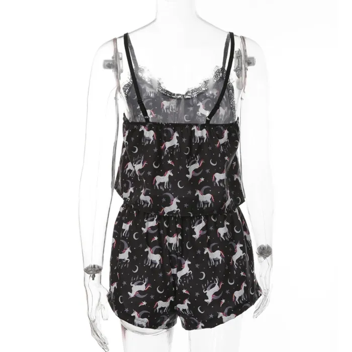 Sexy Animal Print Two Piece Shorts Pajama Set