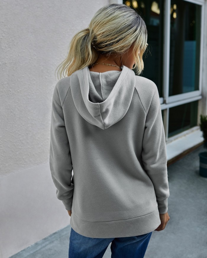 Autumn Plain Hoodie Sweat Shirt