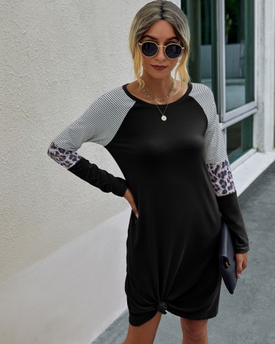Autumn Long Sleeve O Neck Shirt Dress