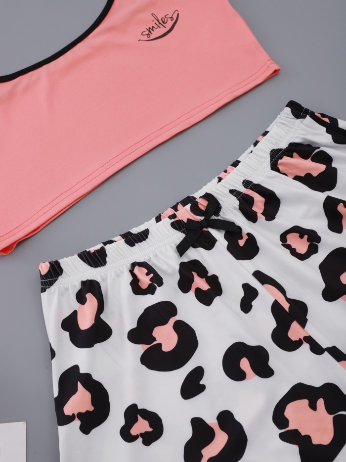Women Summer Print Two Piece Shorts Pajama Set