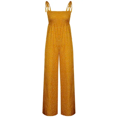 Summer Dot High Waist Strap Wide Legges Jumpsuit