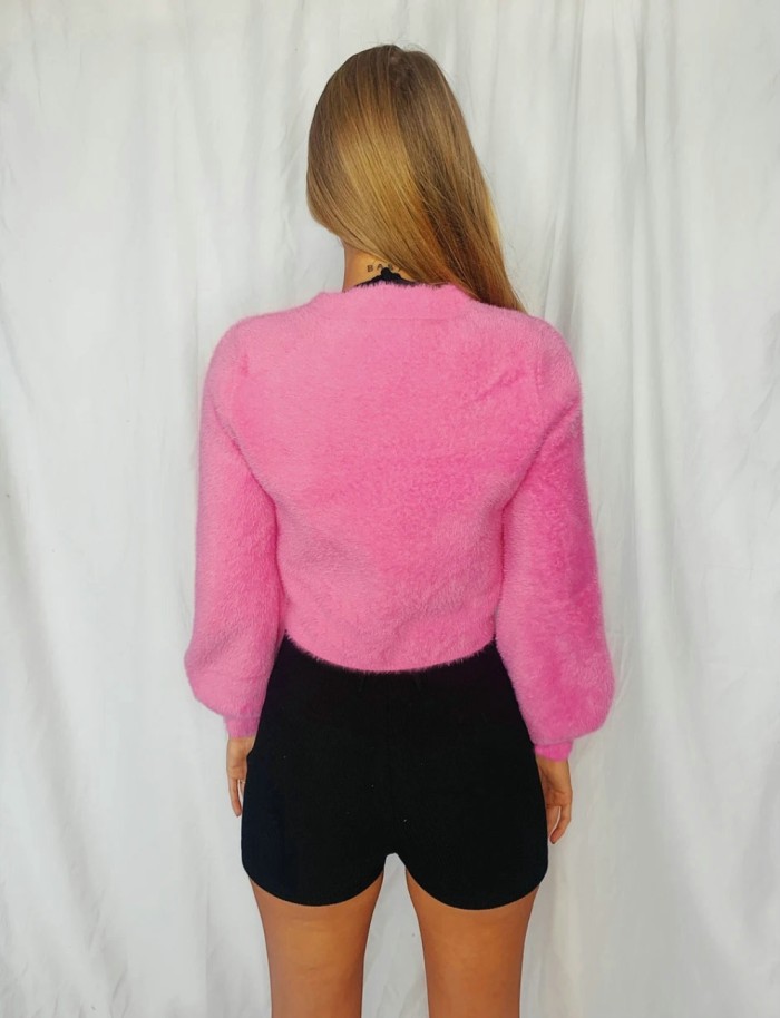 Autumn Short Plush Coat with Pop Sleeves