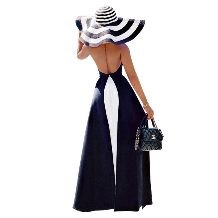 White and Black Vintage Two Piece Peplum Evening Dress