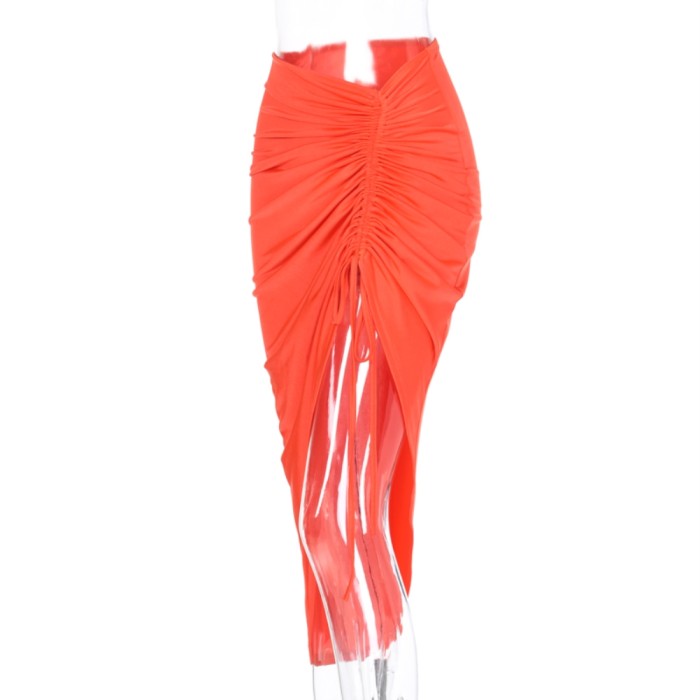 Sexy Irregular Ruched Midi Skirt