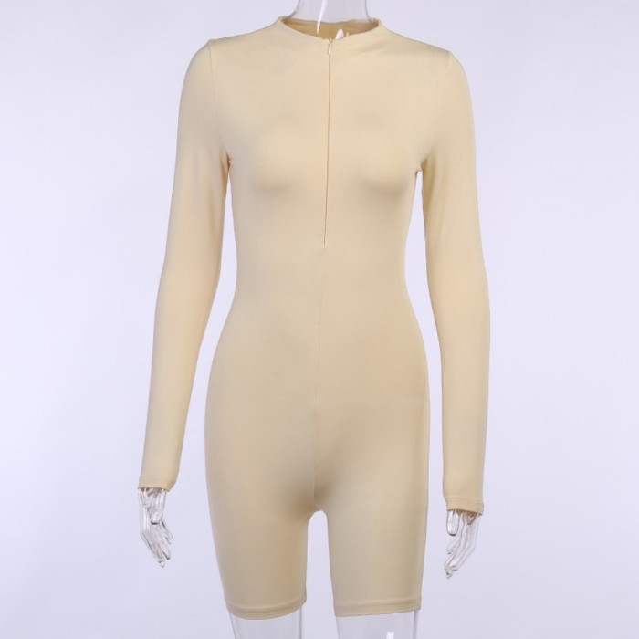 Sports Fitness Long Sleeve Zipper Rompers