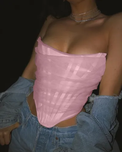 Sexy Pink Strapless Party Top